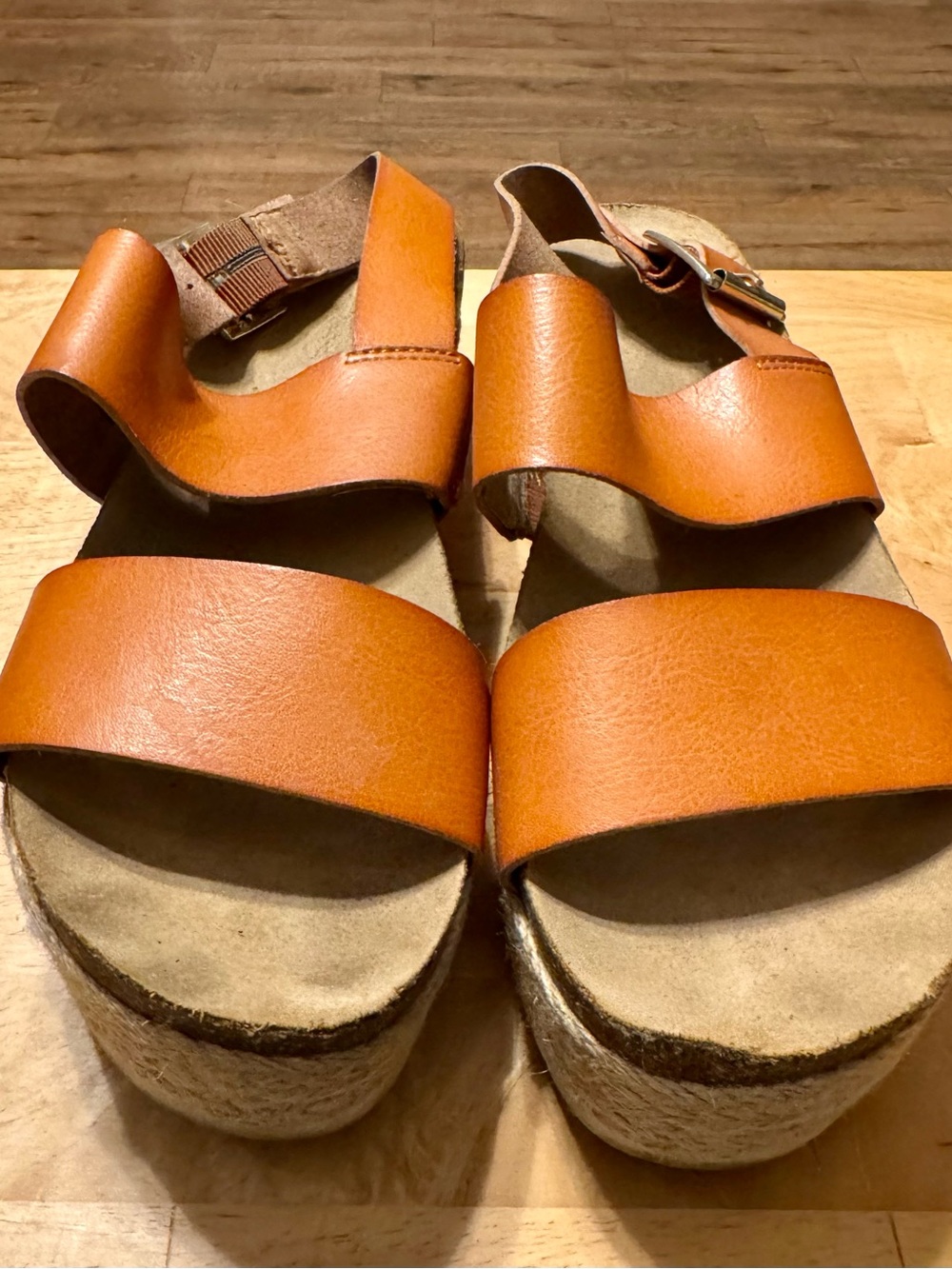 Tan Leather Platform Sandals